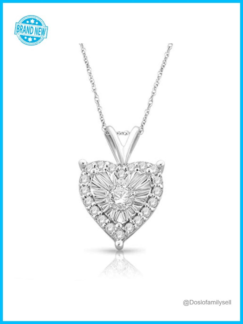 1/4 Cttw Diamond Heart Pendant Necklace Rhodium Plated Sterling Silver